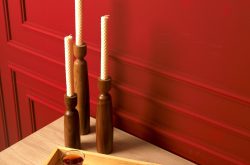 شمعمدان چوبی  برای کنسول یا میز ناهار خوری