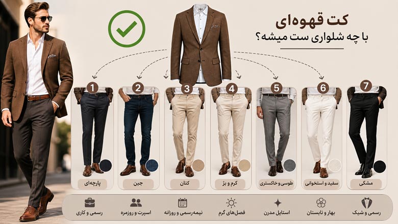 شلوارهای مناسب کت تک قهوه ای