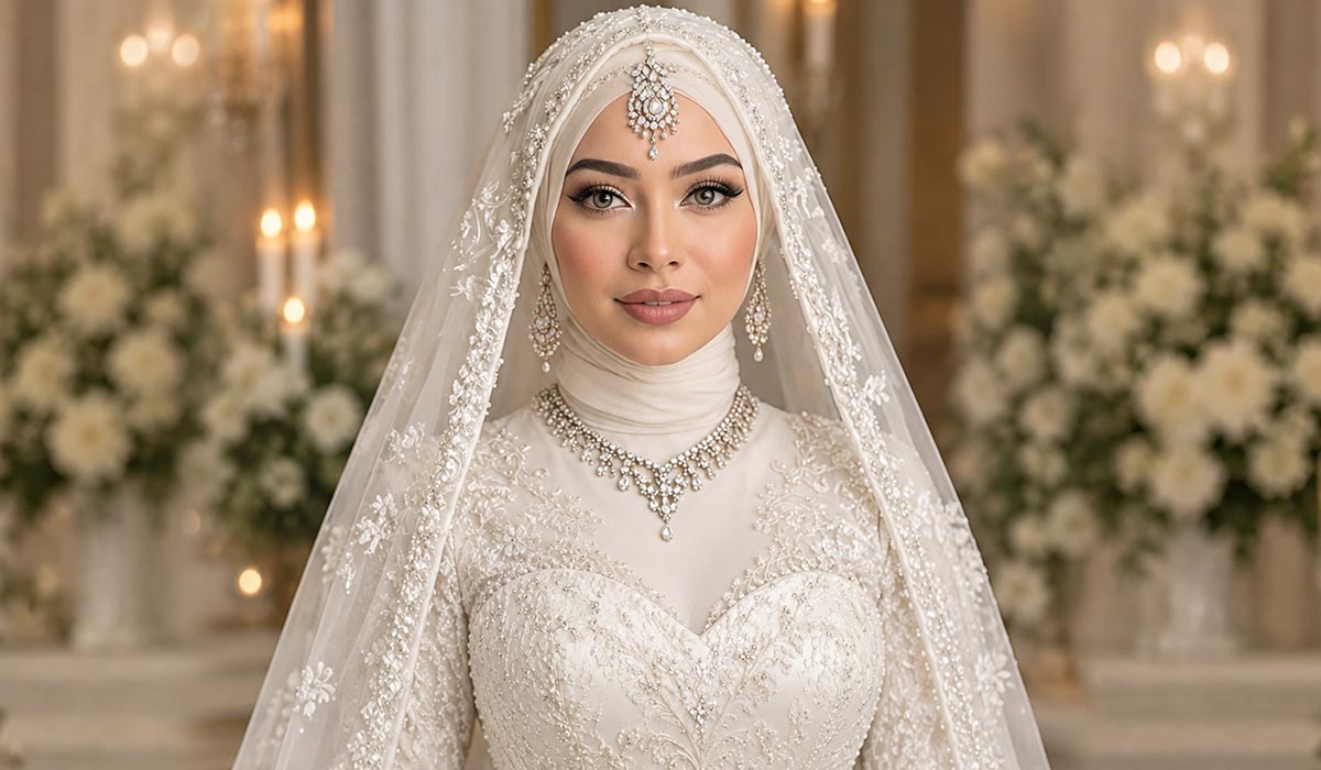 بهترین گردنبند برای لباس عروس یقه قلبی