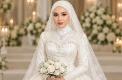 مدل عروس با یقه قلبی و گردنبند مناسب